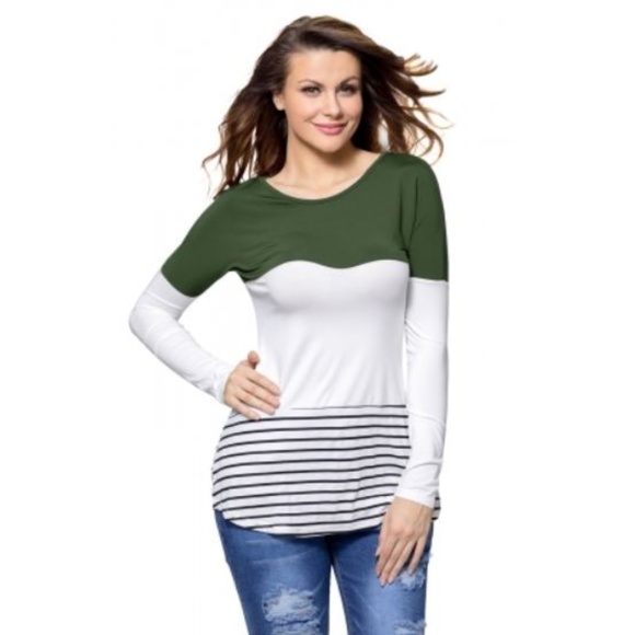 LAST ONE ColorBlock Lace Patchwork Long Sleeve Tee - Picture 2 of 6